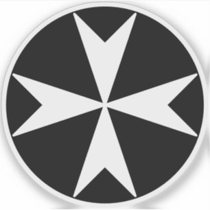 Cross Of Malta v2 (wit op zwart) Sticker