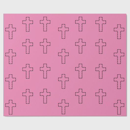  Cross Outline Pattern op Roze Cadeaupapier (Vlak)