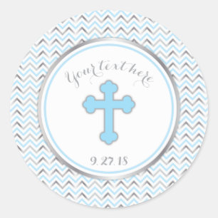 Cross Party Stickers-blauw & zilver Ronde Sticker