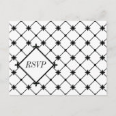 Cross Pattern RSVP Black White Crosses Briefkaarte Uitnodiging Briefkaart (Voorkant)