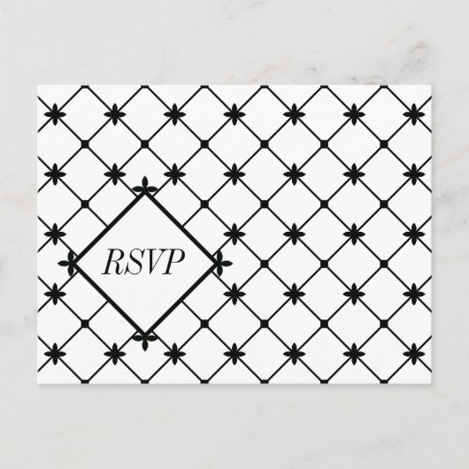 Cross Pattern RSVP Black White Crosses Briefkaarte Uitnodiging Briefkaart (Voorkant)
