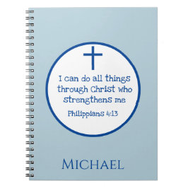 Cross Philippians 4:13 Blue Notitieboek