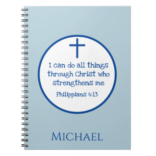 Cross Philippians 4:13 Blue Notitieboek