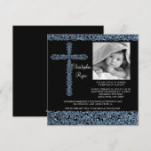  Cross-Photo Baptisme Inture Baby Boy Kaart (Voorkant / Achterkant)