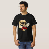 Cross Pins Bowling Retro Skull Skelet Head Hallo T-shirt (Voorkant volledig)