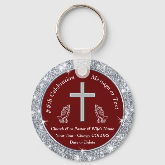 Cross Praying Hands Church Jubileum Souvenirs Sleutelhanger (Voorkant)