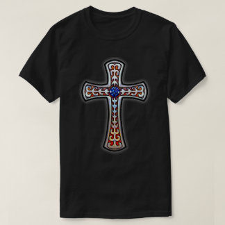 Cross  Retro Blauwe Edelsteen T-shirt