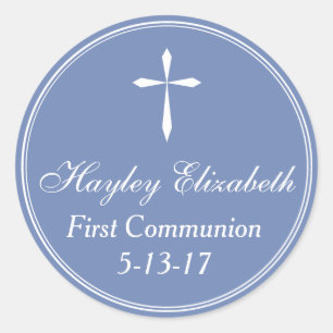 Cross Sticker, Favor Tag Envelope Seal, Blauw