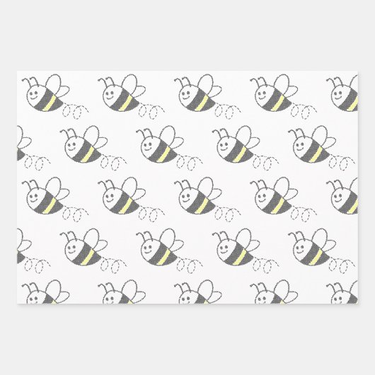 Cross Stitch Pattern Print Schattige Bee Baby show Inpakpapier Vel (Voorkant 3)