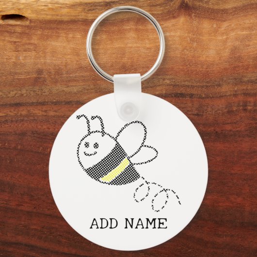 Cross Stitch Pattern Print Schattigee bij Sleutelhanger (Voorkant)