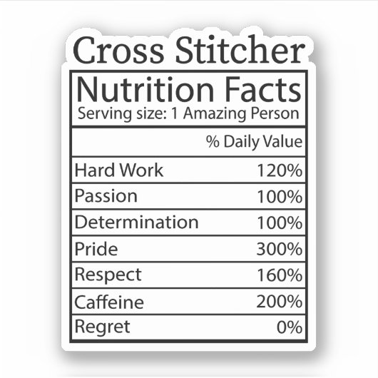 Cross-Stitcher Nutrition Facts, Cross-titer Sticker (Voorkant)