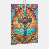 Cross Suncatcher Ornament Glas in lood ontwerp (Voorkant Rechts)