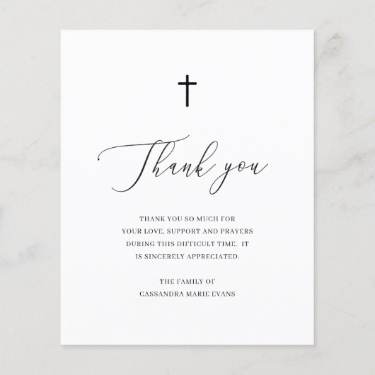 Cross Sympathie Funeral Photo Budget Hartelijk dan (Voorkant)