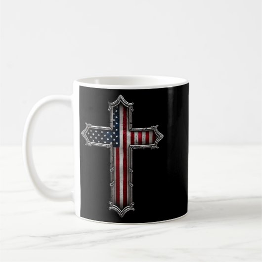 Cross Usa Flag Christian Religious Us America Fait Koffiemok (Links)