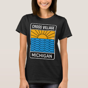 Cross Village Michigan - Retro Zonsondergang Bord T-shirt