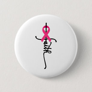 Cross Warrior Survivor Pink Ribbon borstkanker 2 Ronde Button 5,7 Cm