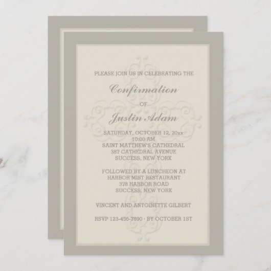 Cross Watermark Invitation religieuse (Devant / Derrière)