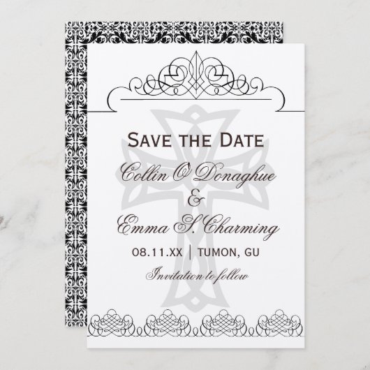 Cross Weddenschap Opslaan datumkaarten Save The Date (Voorkant / Achterkant)