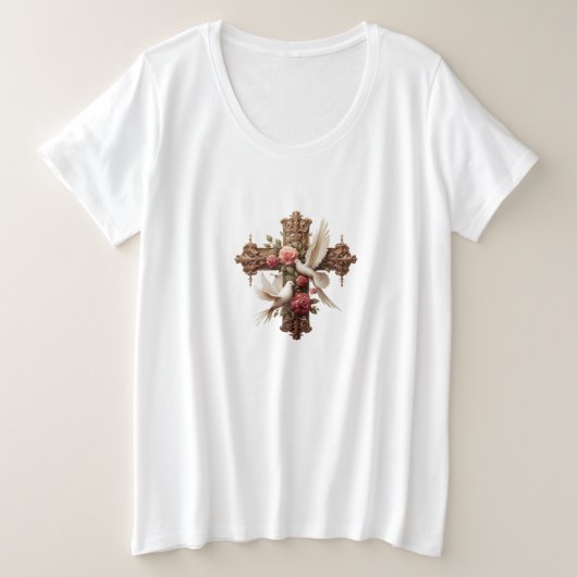 Cross with Doves - Christian Faith Inspiron D Grote Maat T-shirt (Design voorkant)