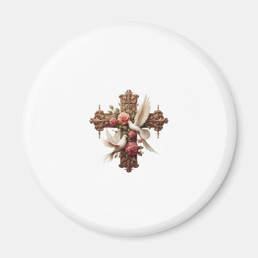 Cross with Doves - Christian Faith Inspiron D Magneet (Voorkant)