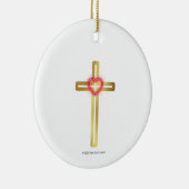 Cross with Heart in the Middle - round,  Keramisch Ornament (Rechts)