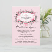 Cross Zebra Lijst Baby Girl Baptisme Kaart (Staand voorkant)