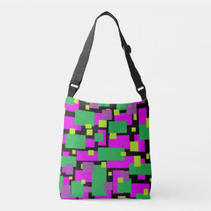 Crossbody Bag of Tas met Green Magenta Black Art