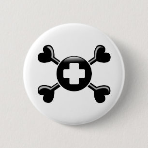 Crossbones chirurgische technologie ronde button 5,7 cm