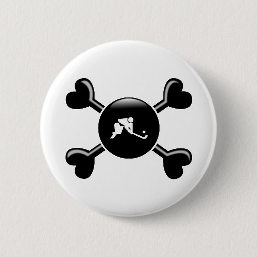 Crossbones Field Hockey Ronde Button 5,7 Cm (Voorkant)