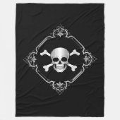 Crossbones/Jolly Roger/Pirate/Black/Silver Fleece Deken (Voorkant)