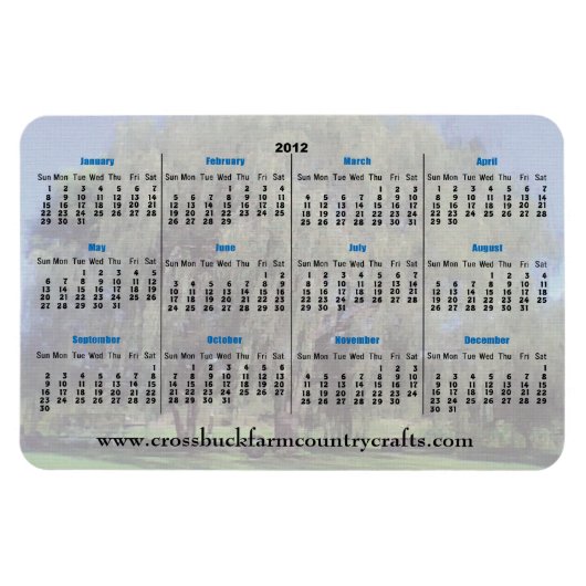 Crossbuck Farm 2012 Calendrier Magnets (Horizontal)