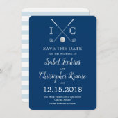 Crosse de Golf Monogramme Bleu Mariage Cartes de F (Devant / Derrière)