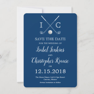 Crosse de Golf Monogramme Bleu Mariage Cartes de F