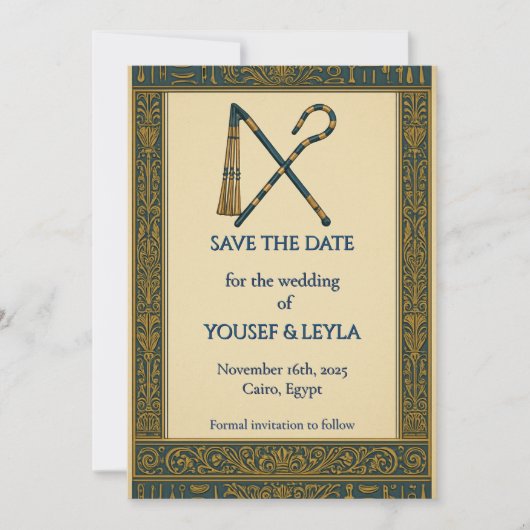 Crosse et fléau égyptiens en or, Save the Date (Devant)