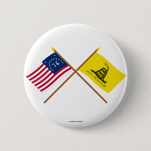 Crossed Bennington en Gadsden Flags Ronde Button 5,7 Cm