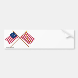 Crossed Bennington Flag and Navy Jack Bumpersticker