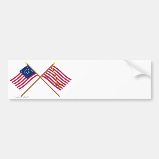 Crossed Bennington Flag and Navy Jack Bumpersticker (Voorkant)