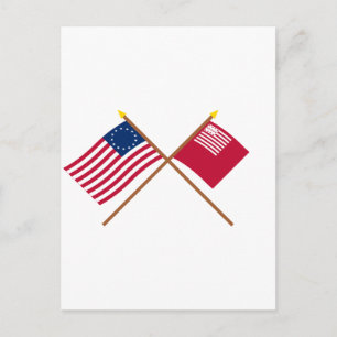 Crossed Betsy Ross en Brandywine Flags Briefkaart