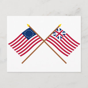Crossed Betsy Ross en Grand Union Flags Briefkaart