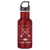 Crossed Brooms Curling Water Bottle - Gepersonalis Waterfles (Voorkant)