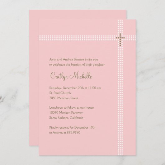 Crossed Corner Baptism/Christening Uitnodiging (Voorkant / Achterkant)