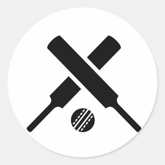 Crossed Cricket bats Ronde Sticker (Voorkant)
