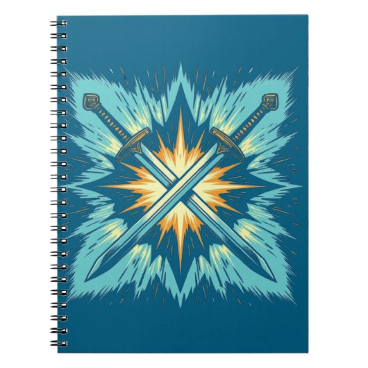 Crossed Fantasy Arrows with Glowing Energy – Dynam Notitieboek (Voorkant)