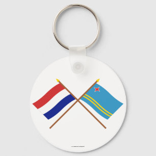 Crossed flags of Holland and Aruba Sleutelhanger