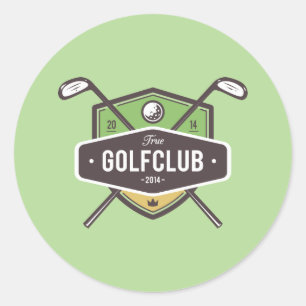 Crossed Golf Clubs met Schild Ronde Sticker