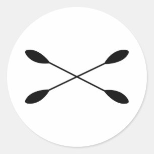 Crossed Kayak Paddles Logo Ronde Sticker