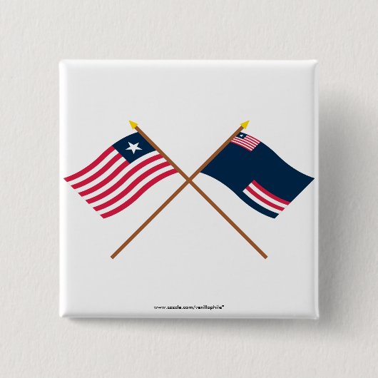Crossed Liberia en Grand Bassa County Flags Vierkante Button 5,1 Cm (Voorkant)
