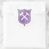 Crossed Rock Hammer Shield Ronde Sticker (Tas)
