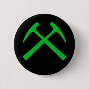Crossed Rock Hammers Button