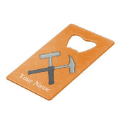 Crossed Rock Hammers Kredietkaart Flessenopener (Achterkant Gekanteld)